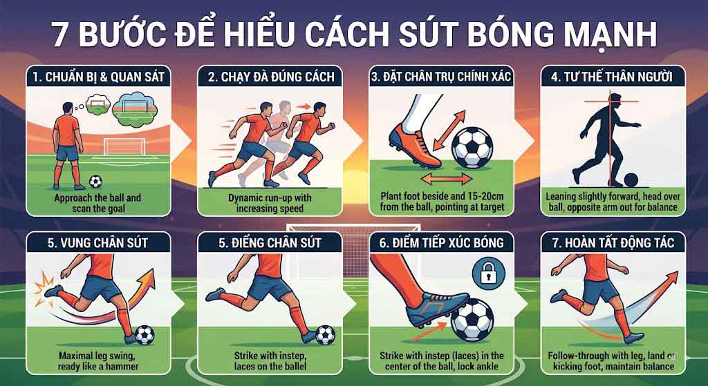 Bật Mí Cách Sút Bóng Mạnh Và Chính Xác Cho Người Mới 2 7 bước để bạn có thể hiểu được cách sút bóng mạnh