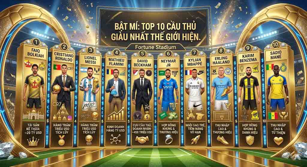 Top 10 Cầu Thủ Giàu Nhất Thế Giới Với Khối Tài Sản Khổng Lồ 2 Bật mí top 10 cầu thủ giàu nhất thế giới hiện nay