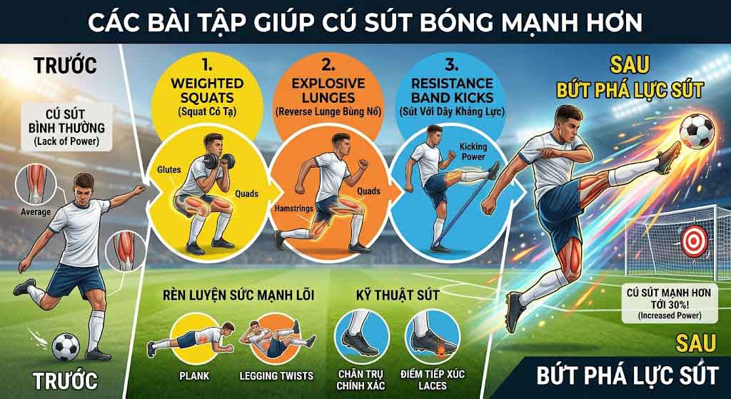 Bật Mí Cách Sút Bóng Mạnh Và Chính Xác Cho Người Mới 3 Các bài tập giúp bạn có được cú sút bóng mạnh hơn