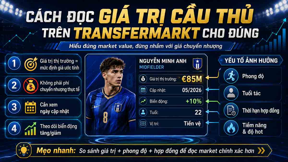 Cách đọc giá trị cầu thủ trên Transfermarkt cho đúng