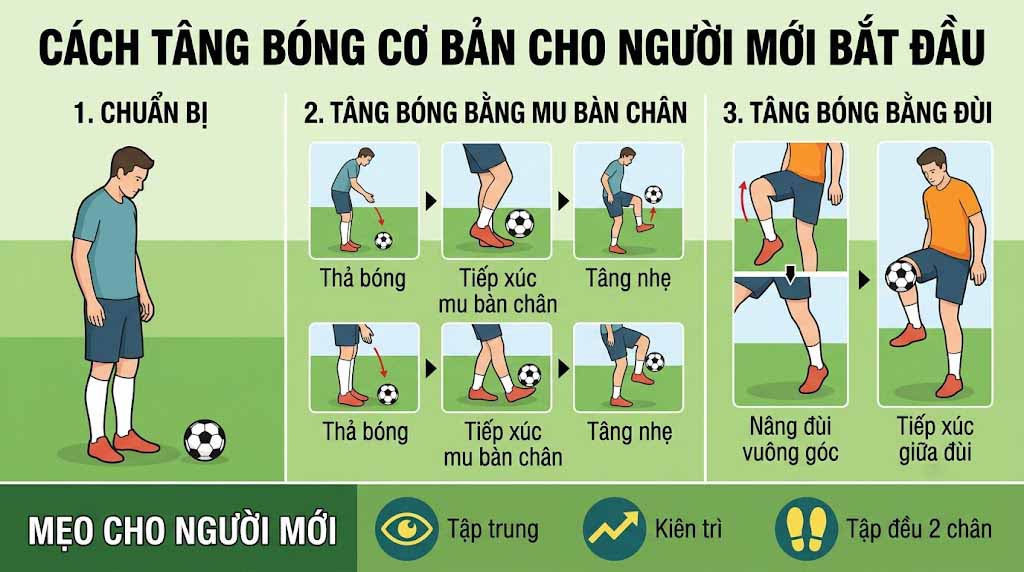 Cách tâng bóng cơ bản cho người mới bắt đầu