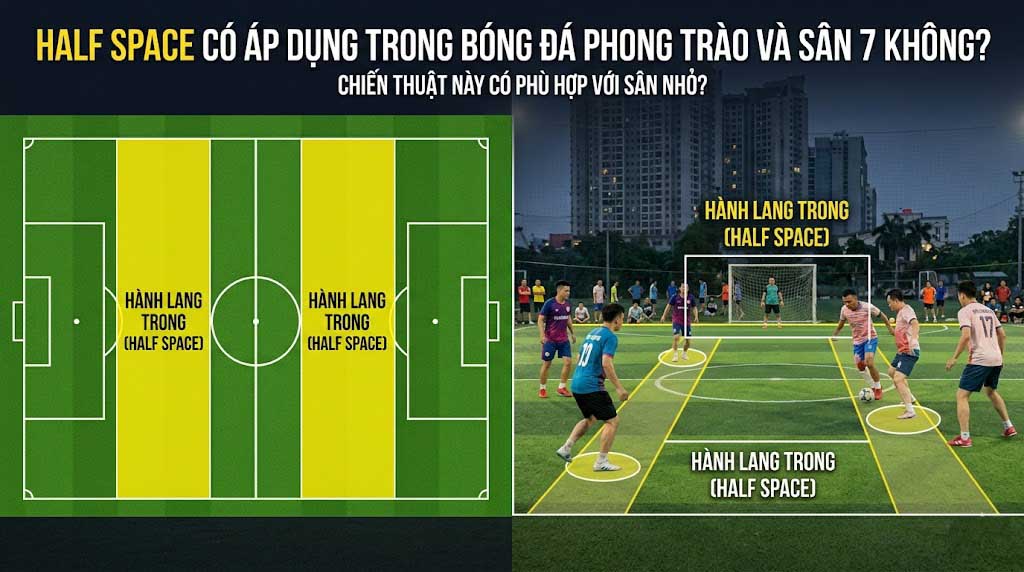 Half Space Là Gì? Vai Trò Của Hành Lang Trong Bóng Đá 3 Half space có áp dụng trong bóng đá phong trào và sân 7 không?