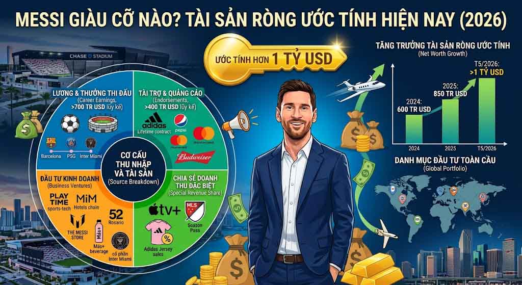 Messi giàu cỡ nào? Tài sản ròng ước tính hiện nay