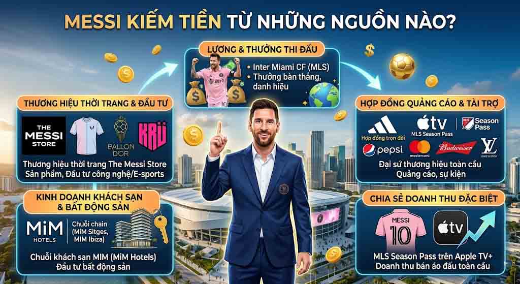 Messi kiếm bao nhiêu tiền mỗi năm?