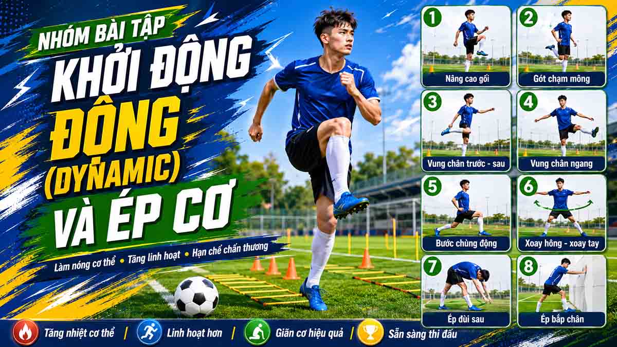 Top 8 Bài Tập Khởi Động Trước Khi Đá Bóng Tránh Chấn Thương 2 Nhóm Bài Tập Khởi Động Động (Dynamic) Và Ép Cơ