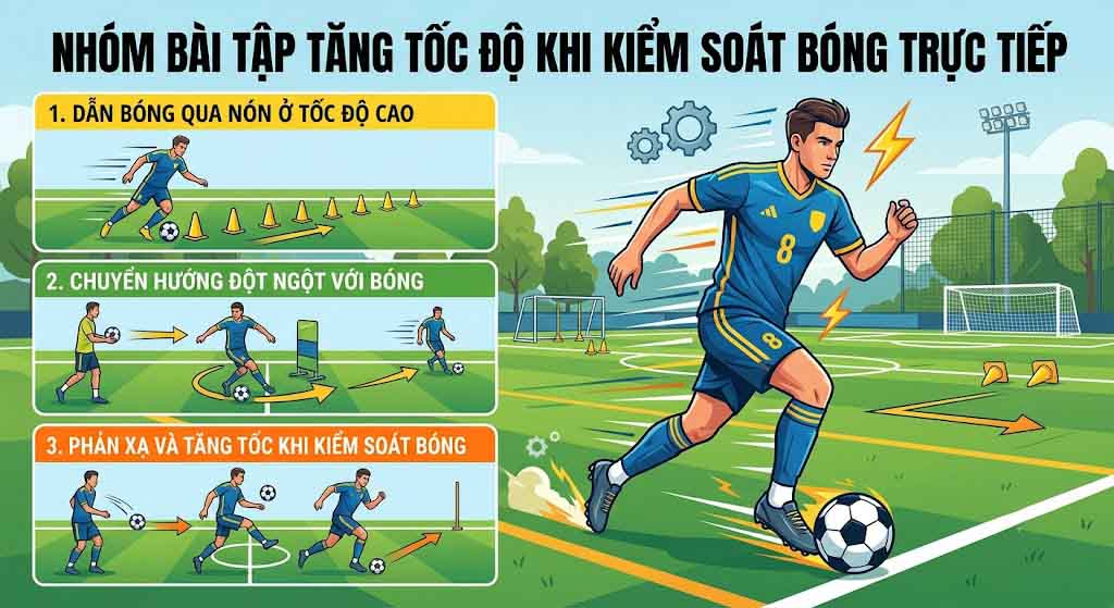 Các Bài Tập Tăng Tốc Độ Trong Bóng Đá Giúp Bứt Tốc Nhanh 3 Nhóm Bài Tập Tăng Tốc Độ Khi Kiểm Soát Bóng Trực Tiếp