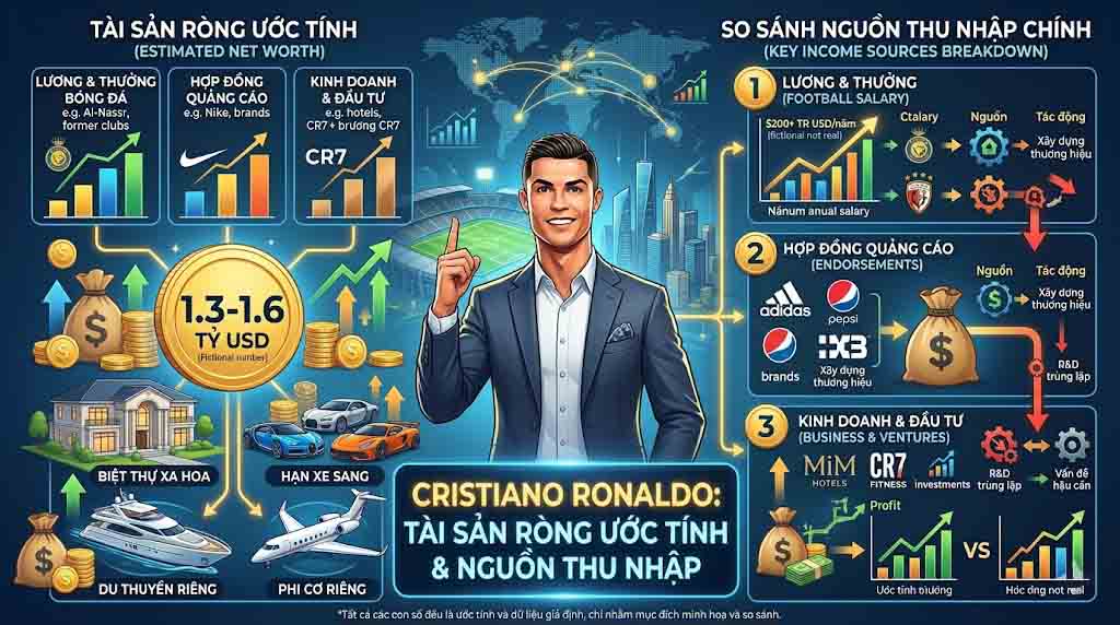 Ronaldo giàu cỡ nào? Tài sản ròng ước tính hiện nay