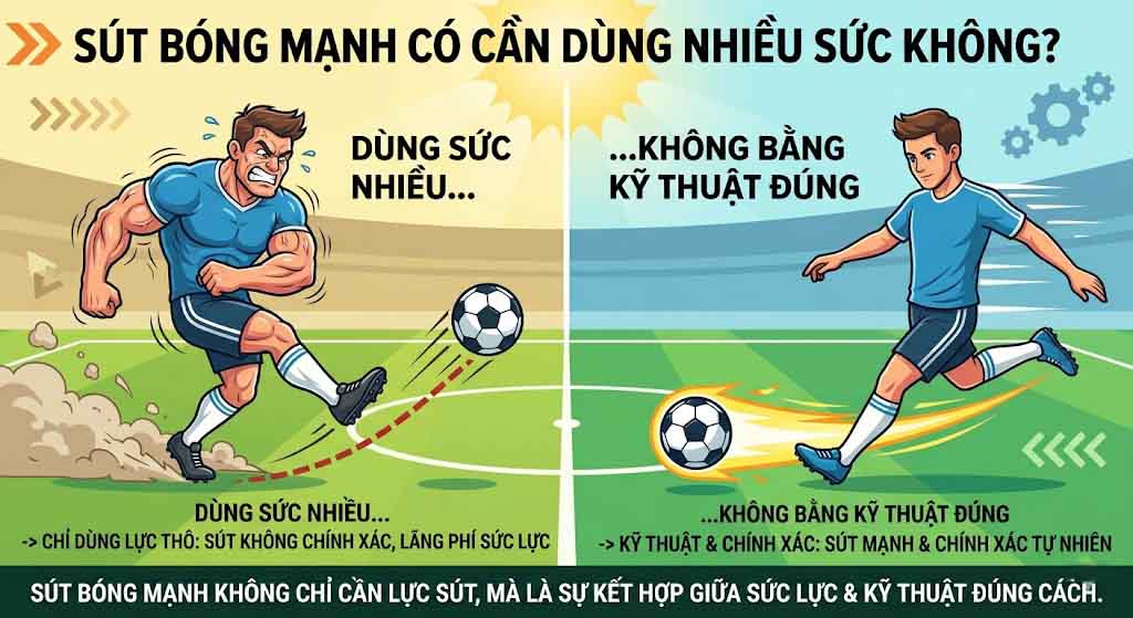 Bật Mí Cách Sút Bóng Mạnh Và Chính Xác Cho Người Mới 1 Sút bóng mạnh có cần phải dùng dùng nhiều sức không?