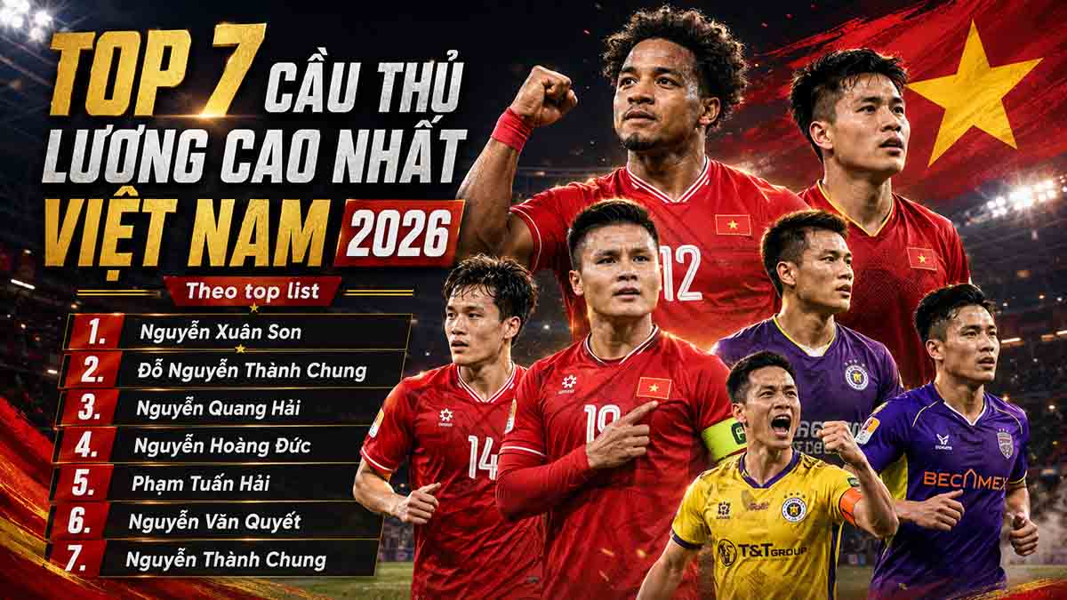 Top 7 cầu thủ lương cao nhất Việt Nam 2026