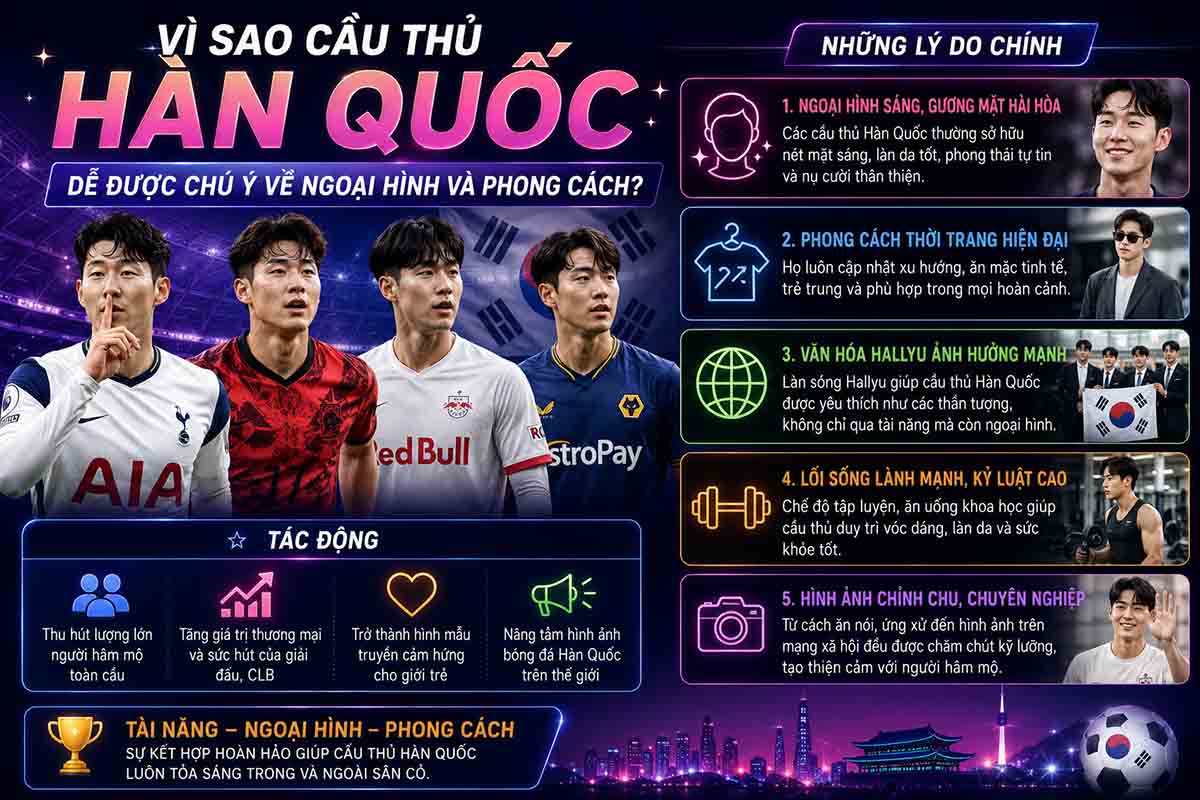 Vì sao cầu thủ Hàn Quốc dễ được chú ý về ngoại hình và phong cách?
